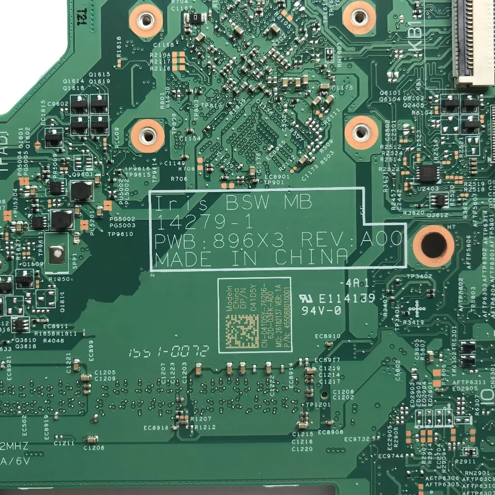 Reboto CN-041D5Y 041D5Y 41D5Y для Dell 15 3552 14 3452 Материнская плата ноутбука SR29H N3050 Процессор 14279-1 ПРБ: 896X3 DDR3L тестирование