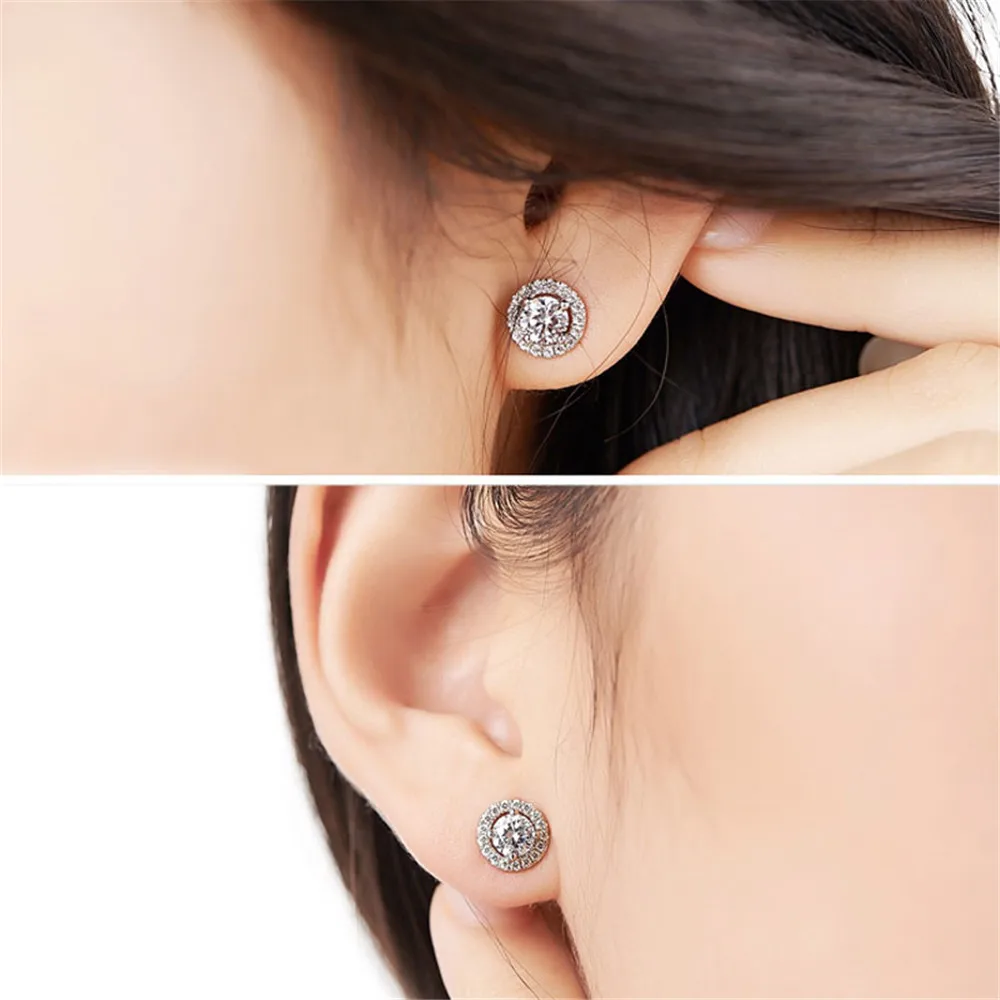 

Unique Women Jewelry AAA Cubic Zirconia 925 Sterling Silver Crystal Shiny Jewelry Stud Earrings HERE0025