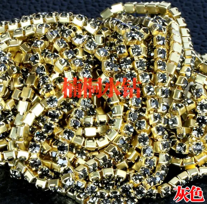 SS4 SS6 SS8 SS10 SS12 SS16 стразы серебро золото чашка цепочка с подвеской в виде лапы плотные с украшением в виде кристаллов Стразы цепочка с подвеской в виде лапы A89 - Цвет: 35