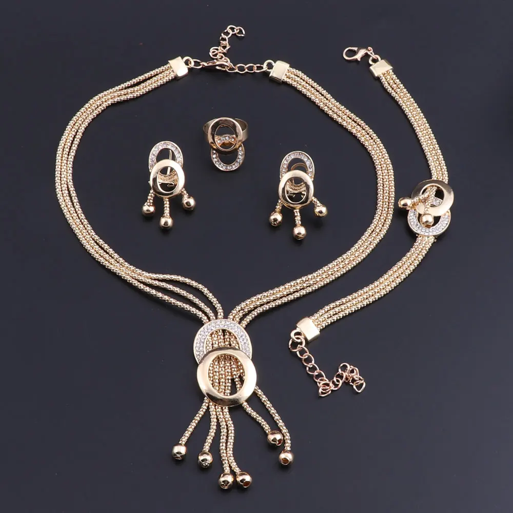 OEOEOS Jewelry Sets Dubai Gold Color Wedding For Women Brides Jewelery Costume Crystal Necklace Earrings | Украшения и аксессуары
