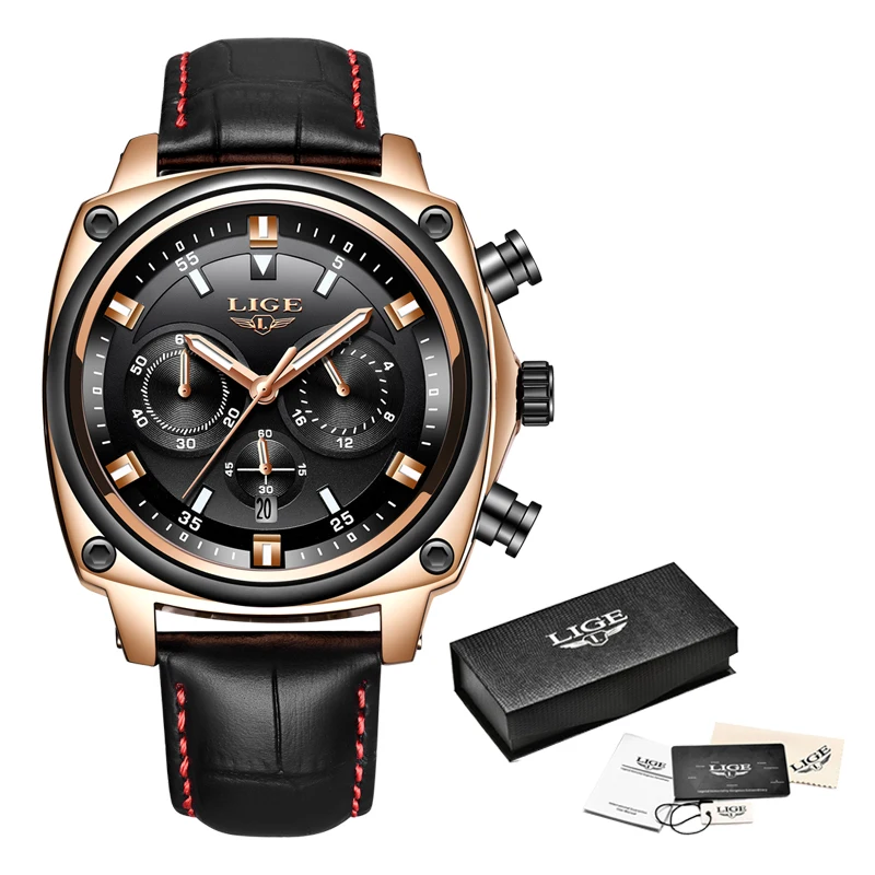 Мужские Роскошные Брендовые Часы LIGE Кварцевые спортивные военные мужские часы