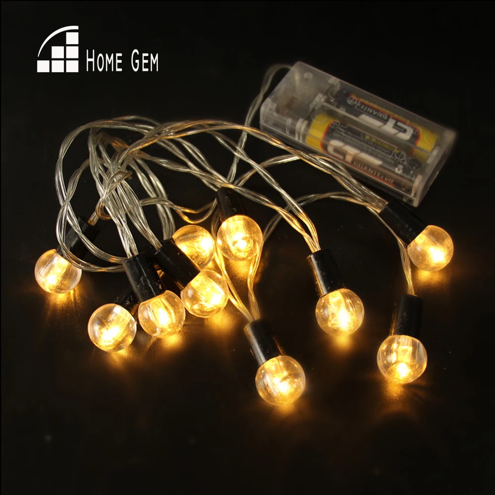 

10pcs LED string light 2AA Battery Powered transparent balls Christmas LIGHT Fairy String for Holiday Wedding Party Deration