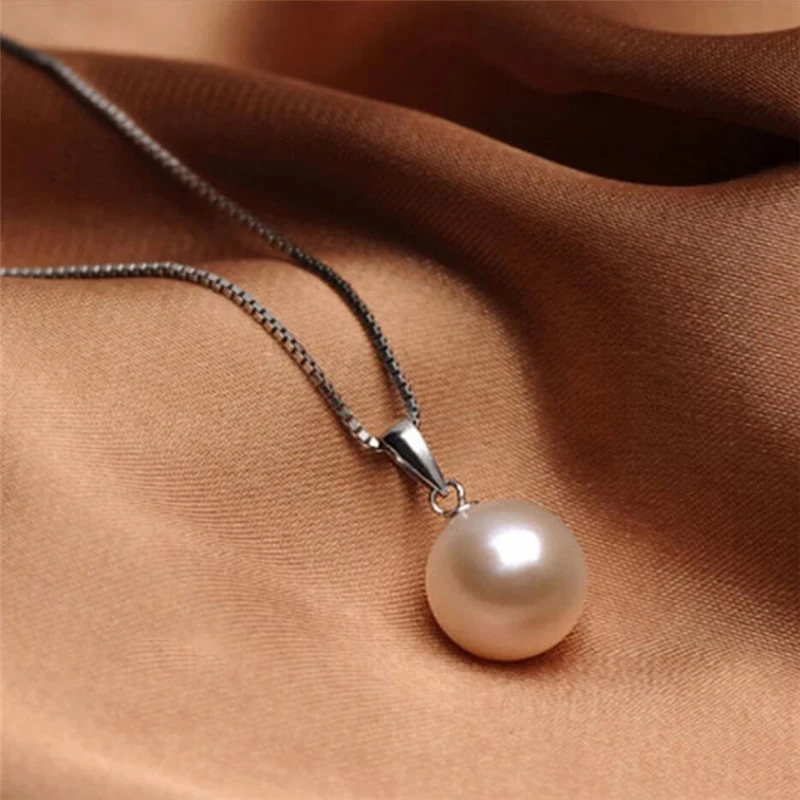Fresh Water Pearl Necklace 925 Sterling Silver Chain Jewelry Shell Pearl WNW145