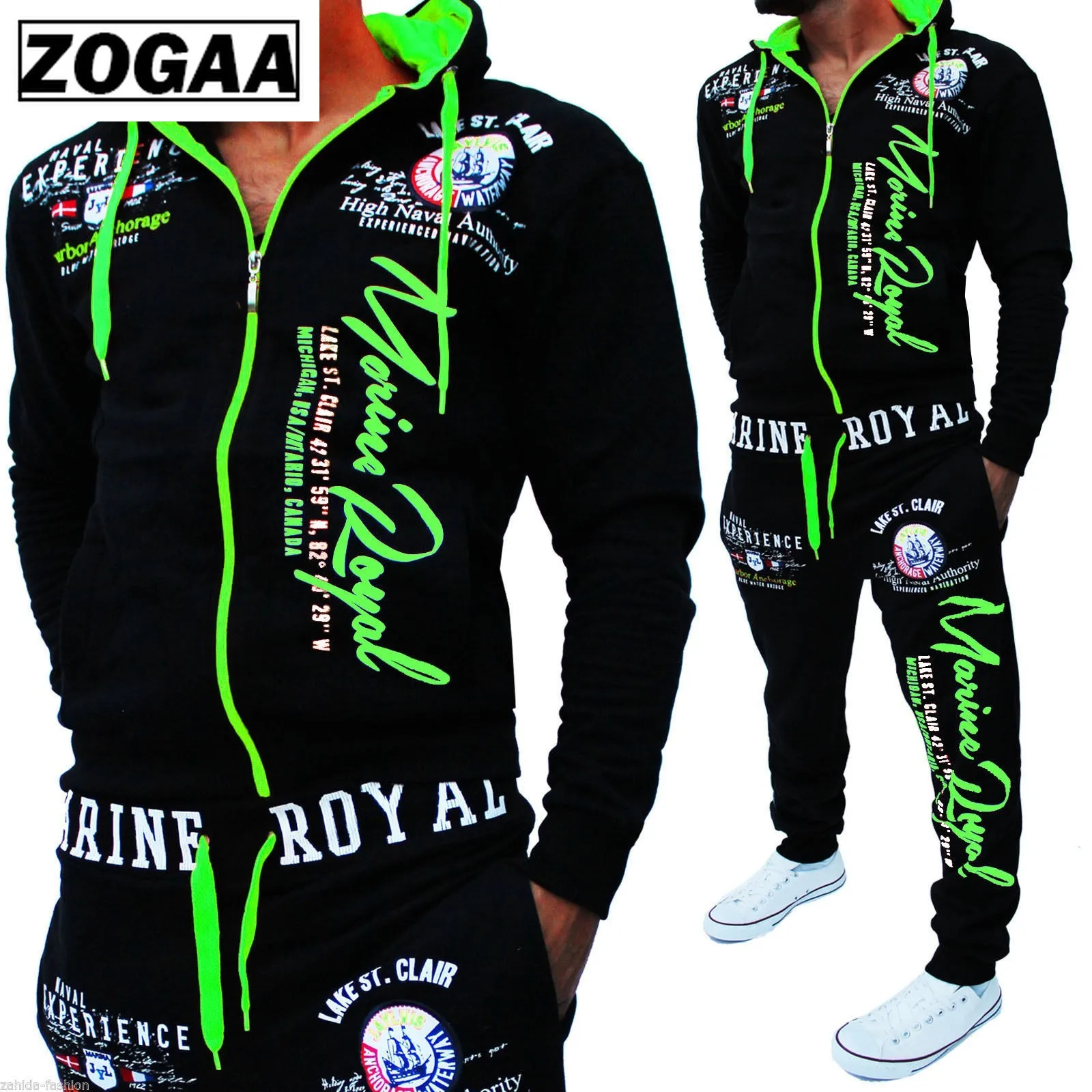 Мужская спортивная одежда ZOGAA костюм из двух предметов толстовка с капюшоном и