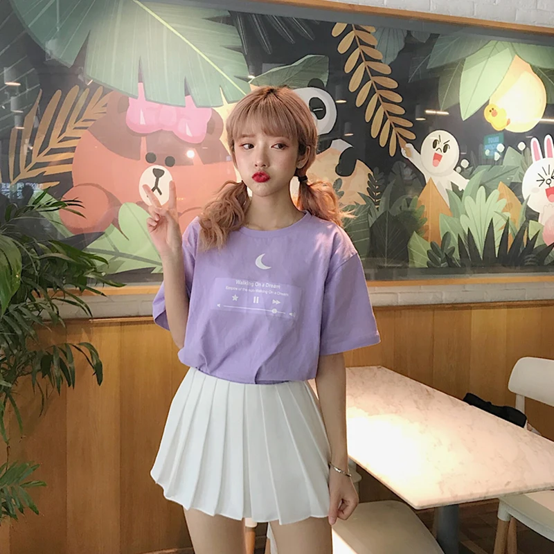 Женская летняя одежда новинка 2018 женские футболки в Корейском стиле с принтом