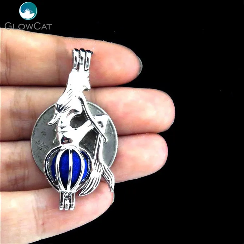 K242 5pcs/lot Kid Girls Locket Mermaid Beads Pearl Cage Pendant Fairytale Party Essential Oil Diffuser | Украшения и аксессуары