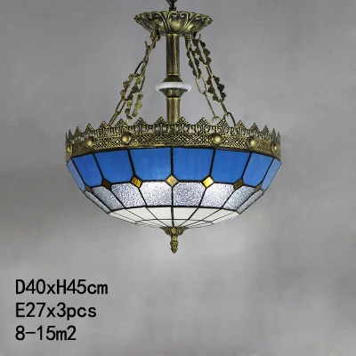D40cm Средиземноморский стеклянный корпус мозаичная Подвесная лампа потолочная Ретро Подвесная лампа для спальни богемные подвесные светильники для ресторанов - Цвет корпуса: D40cm
