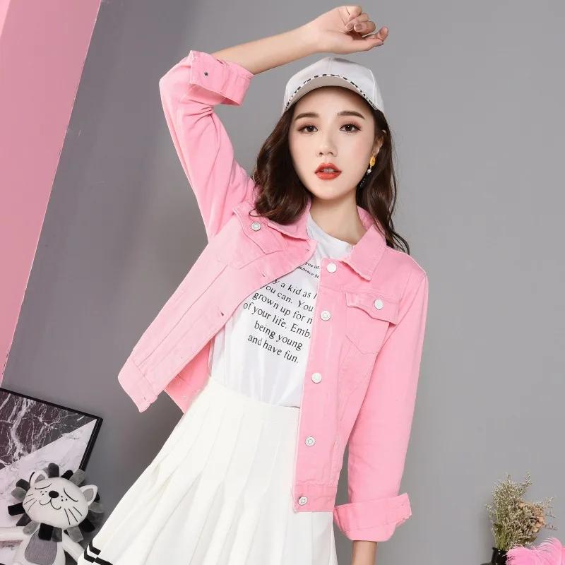 

Ladies jean jacket female joker cultivate one's morality short denim jacket coat 2019 with women Cowboy jacket with long sleeves
