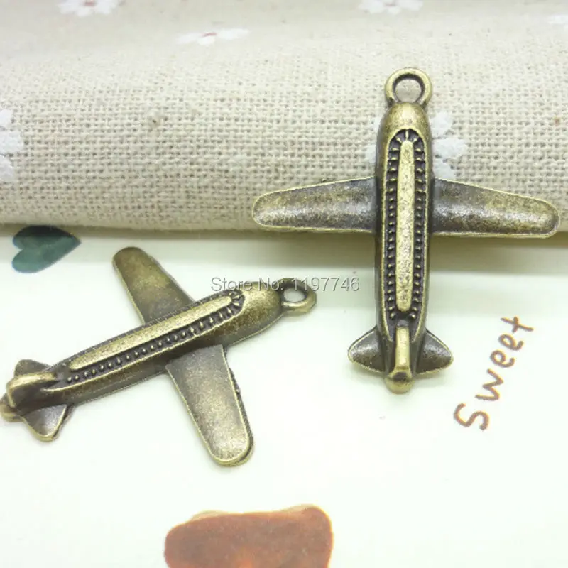 Винтажные Подвески в виде самолета из цинкового сплава с бронзовым покрытием 10