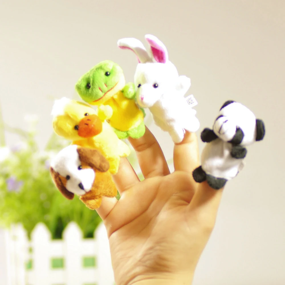 

10pcs Cartoon Biological Animal Finger Puppet Plush Toys Child Baby Favor Dolls