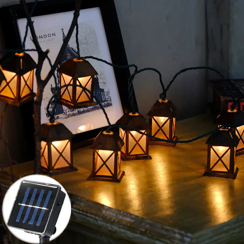 Сказочный led Luminaria 20 Ретро металлический дом гирлянды огни солнечная батарея