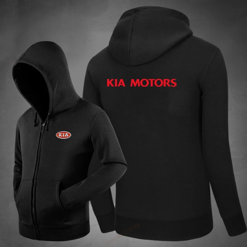 Зимние Повседневные толстовки топы одежда на молнии красная буква KIA Motors