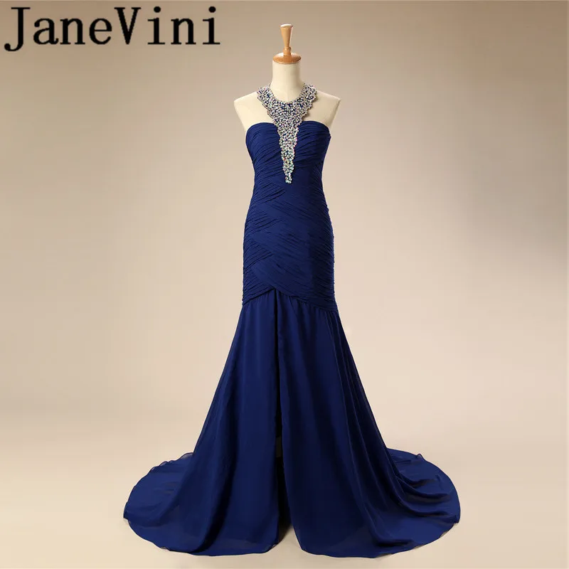 JaneVini шифоновые королевские синие платья подружки невесты с блестками и