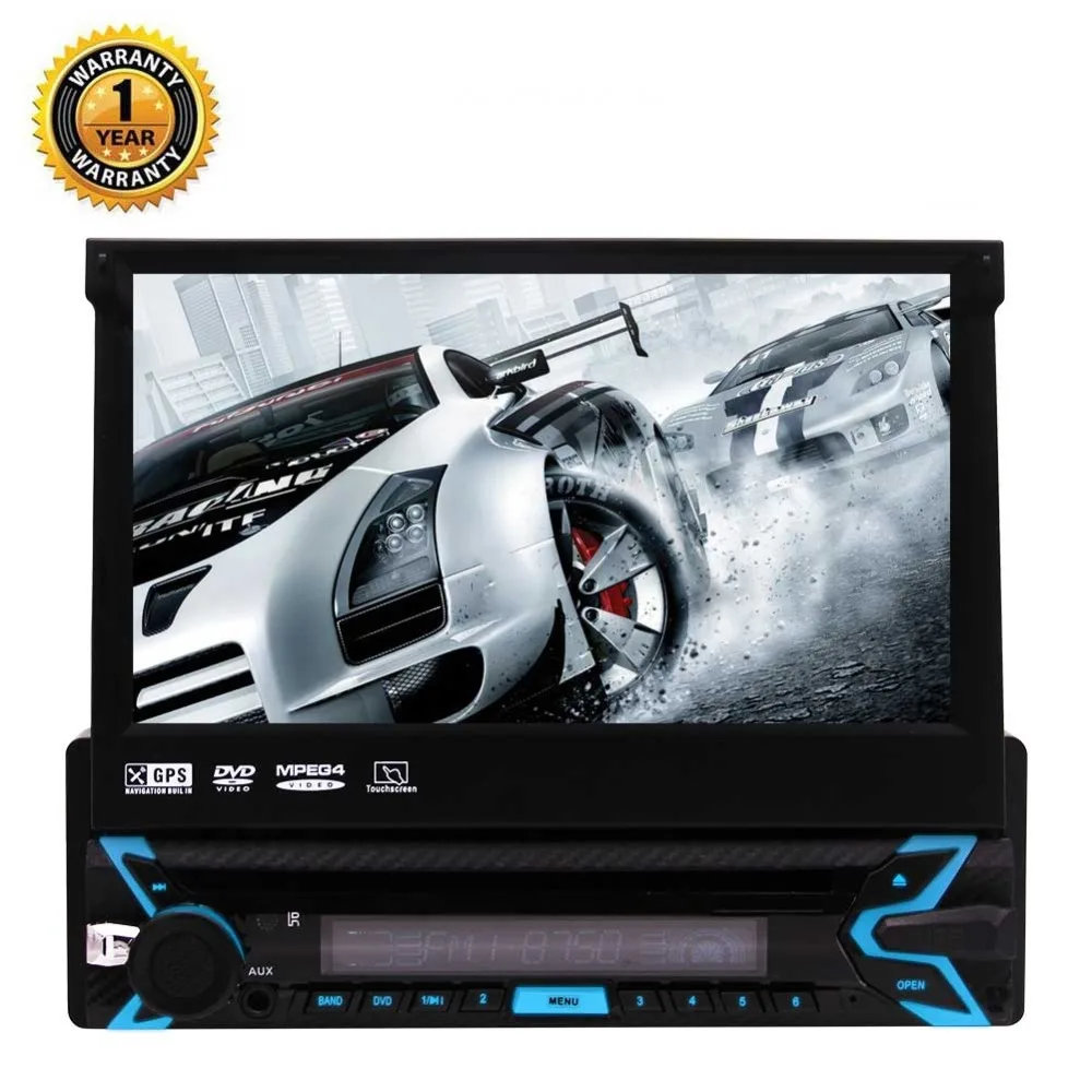 7 дюймов один Din автомобильный gps-навигация dvd-плеер HD выдвижной Сенсорный экран