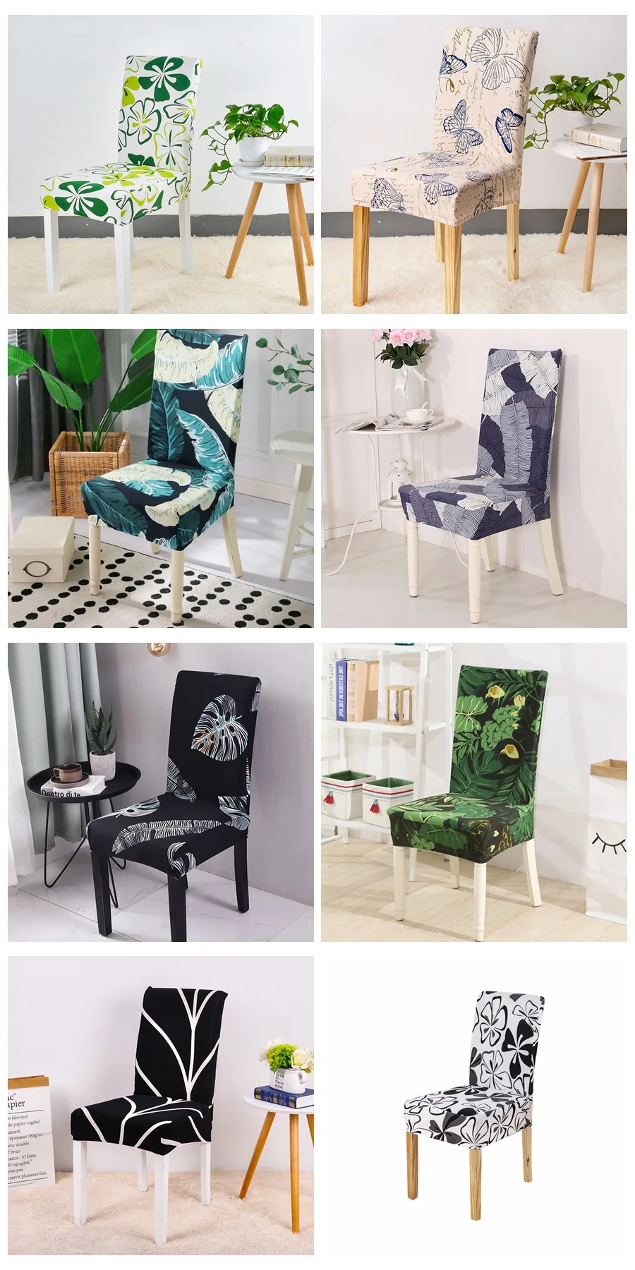 Flower Plant Chair Cover Spandex for Dining Room Stretch Chair Slipcover for Party Banquet Wedding Restaurant 1PC Washable