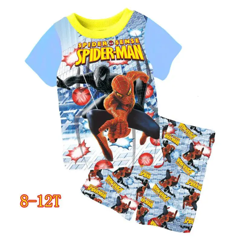 Оптовая продажа комплекты пижам синего цвета с человеком пауком для маленьких