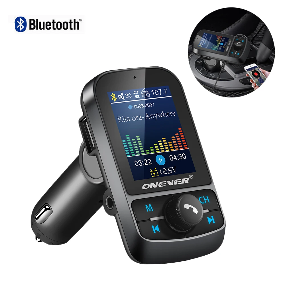 FM трансмиттер с цветным экраном 1 8 дюйма AUX модулятор Bluetooth беспроводной mp3