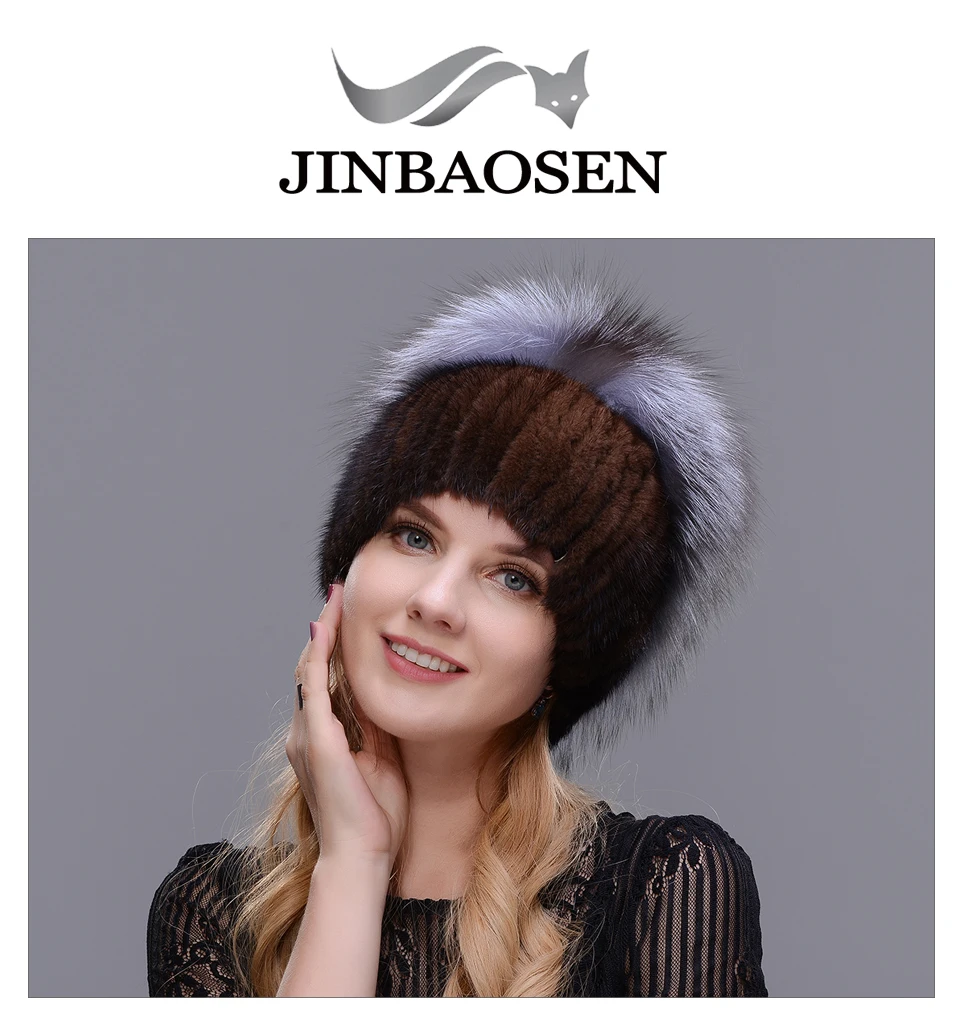 JINBAOSEN, новинка, стильная меховая шапка, черная,, мех норки, мех лисы, шапка, зимняя, теплая, женская, модная, для шоппинга, для отдыха, Лыжная шапка