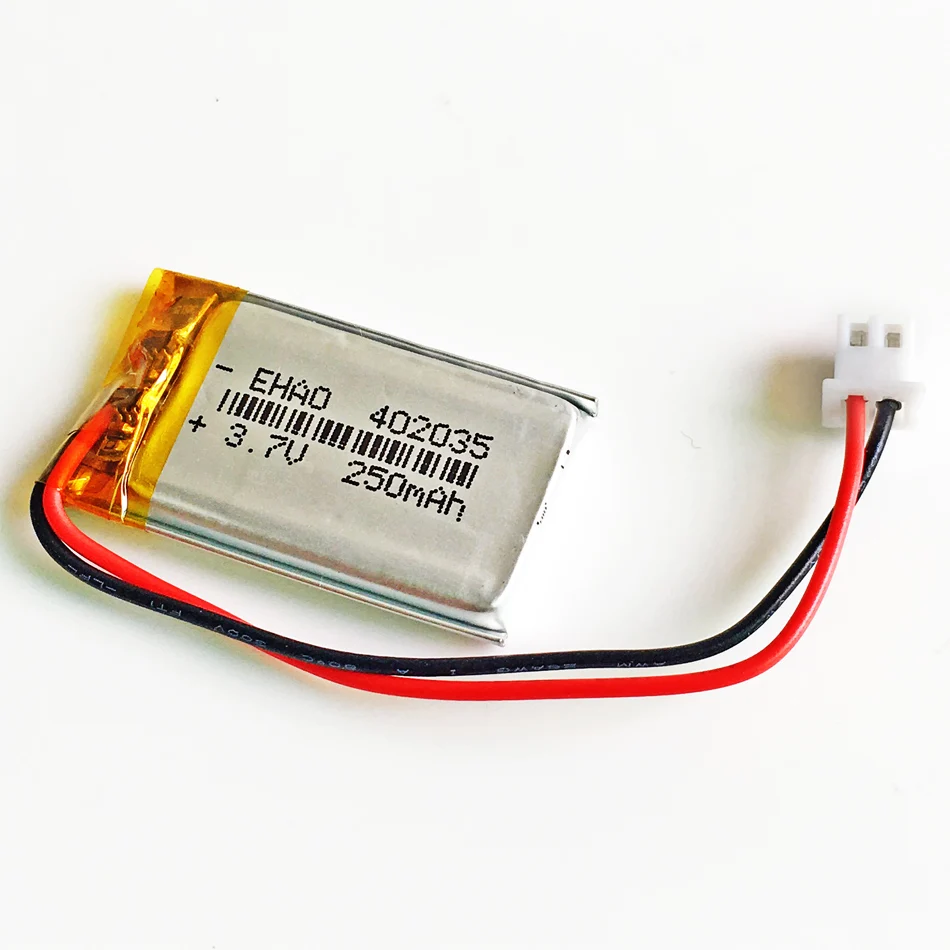 10 pcs 3.7V 250mAh battery JST 2.54mm 2 pin 402035 Lithium Polymer Li-Po Rechargeable Handheld GPS Battery Mp3 bluetooth | Электроника