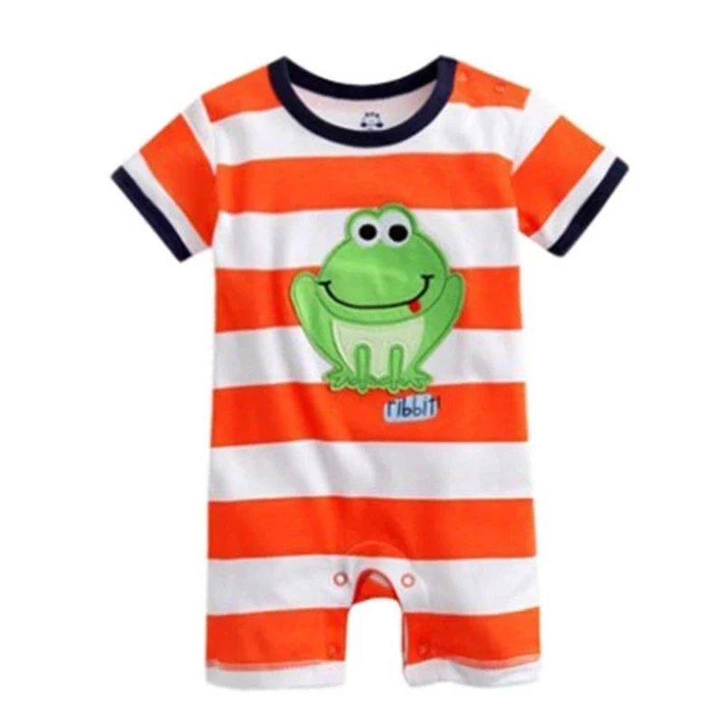 Летний детский комбинезон Одежда для новорожденных одежда в мультяшную полоску