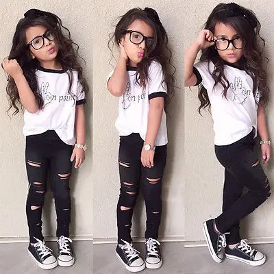 2pcs new summer bulk short sleeve o-neck Stylish Kids Baby Girls Clothes Tops T-shirt + Pants Leggings Outfits Set Age 2-7Y | Детская