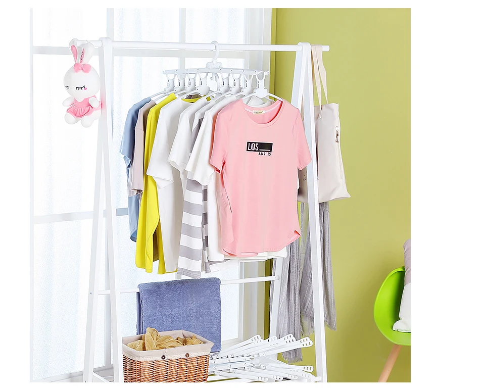 Multifunctional Plastic Foldable Clothes Hanger Save Space Laundry Drying Racks Wardrobe Closet Storage Organizer Clothes Hanger