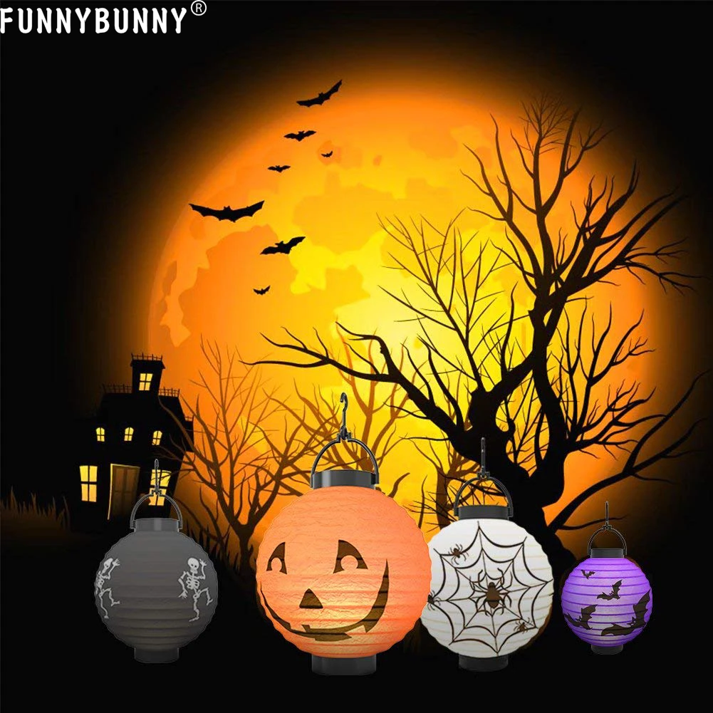 FUNNYBUNNY тыквенный фонарь LED Тыква паук летучая мышь Скелет свет Хэллоуин Крытый