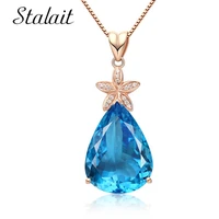 free shipping rose gold rhinestone crystal starfish water drop pendant necklace natural stone necklace alloy vintage jewelry