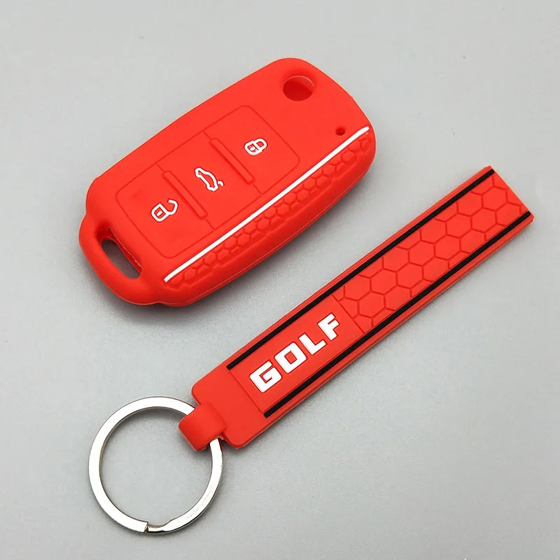red Защитный чехол для автомобильного ключа для Volkswagen polo passat b5 golf 4 5 6 MK5 MK6 Eos Bora Beetle TSI дизайн силиконовый чехол - Название цвета: red