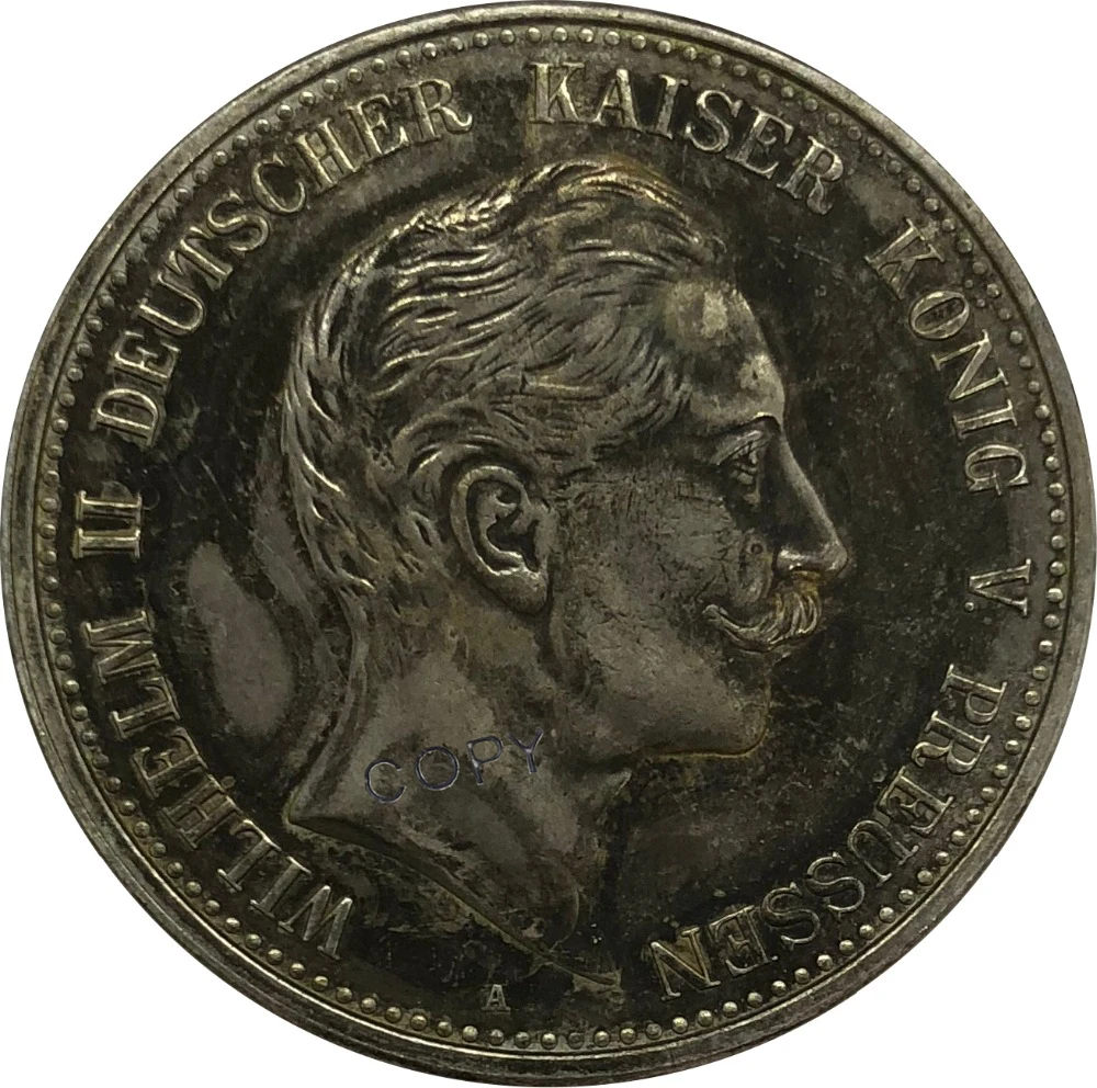 

Копия монеты из мельхиора, покрытая серебром, Германия, 2, 1900