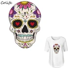 Нашивки с изображением черепа из сахара, украшение для одежды, аксессуары сделай сам, новый дизайн, моющиеся нашивки с рисунком на футболке