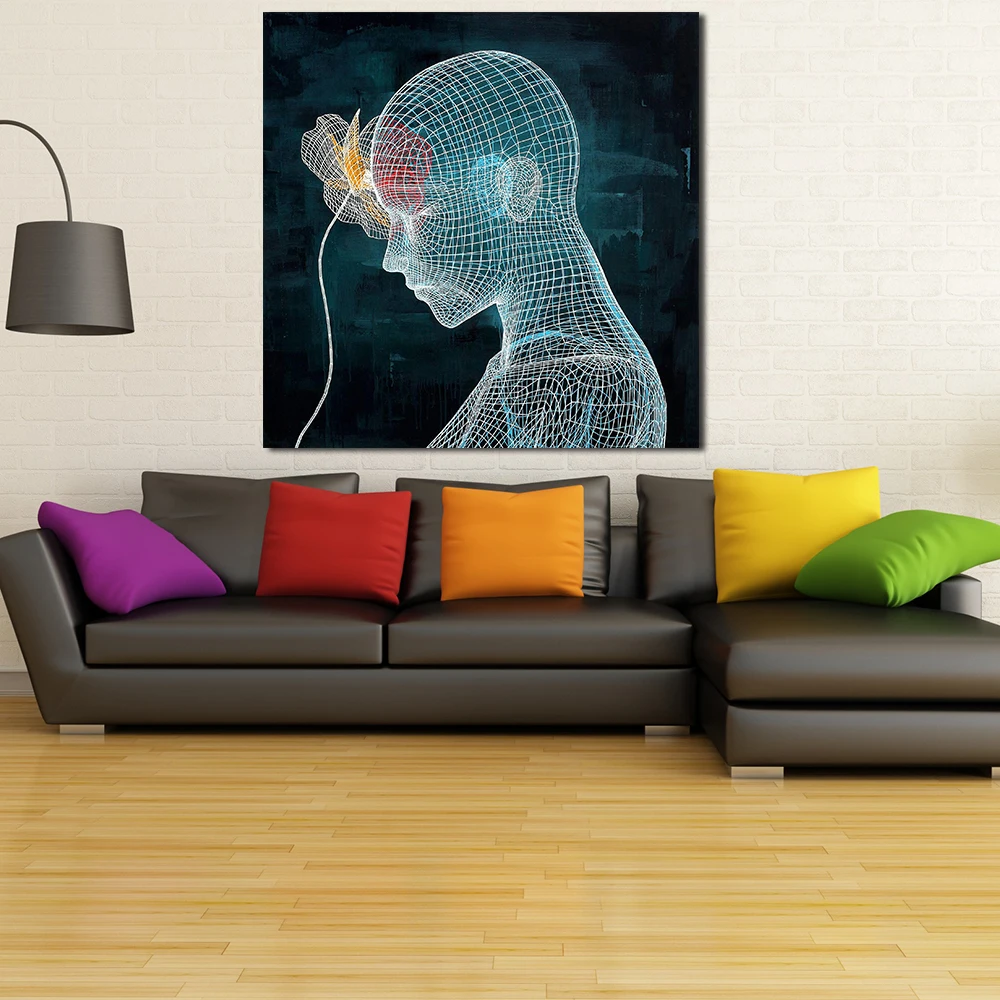 JQHYART Современная картина маслом Thinker холст искусство настенные картины для