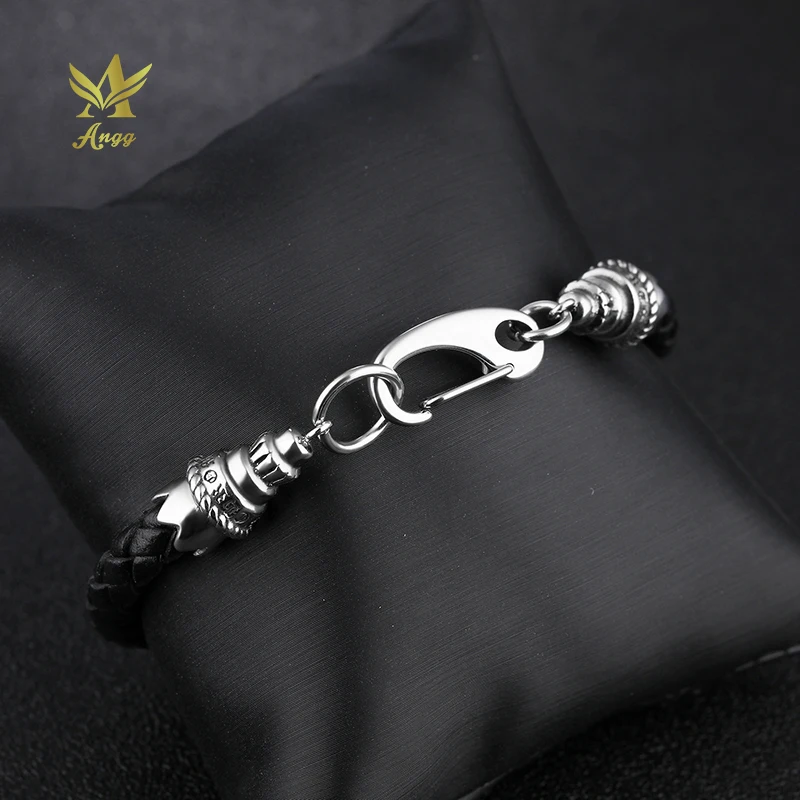 Angg санскрит Кожа Личность Браслеты для Для мужчин Тибетский застежка
