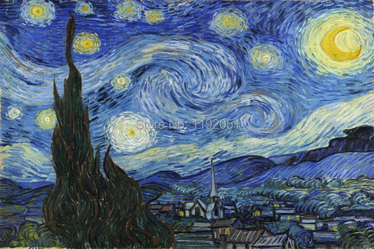

scenery canvas painting night view picture mural prints giant poster art Imagich Top 100 prints Starry Night by Vincent van Gogh