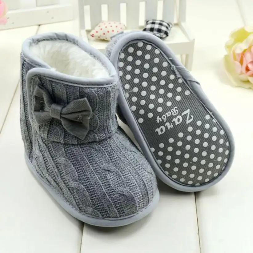 LONSANT первая ходунка 2018 детская теплая зимняя обувь с бантом и мягкой подошвой