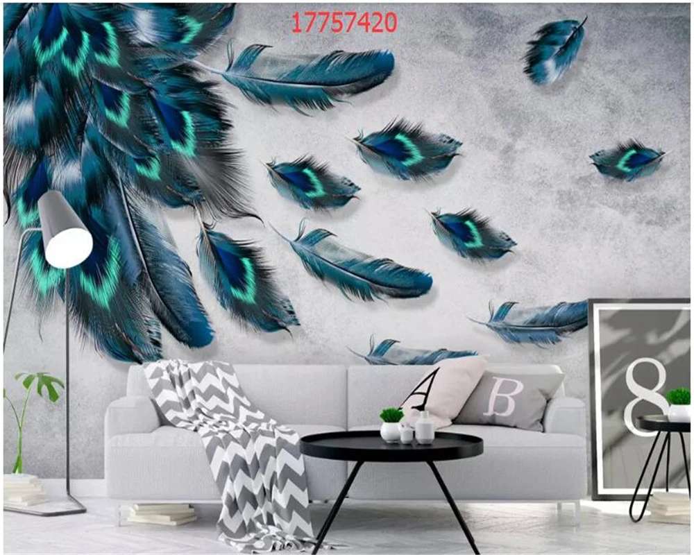 

beibehang Customized modern minimalist hand-painted colored feathers geometric background wall home decoration wallpaper behang
