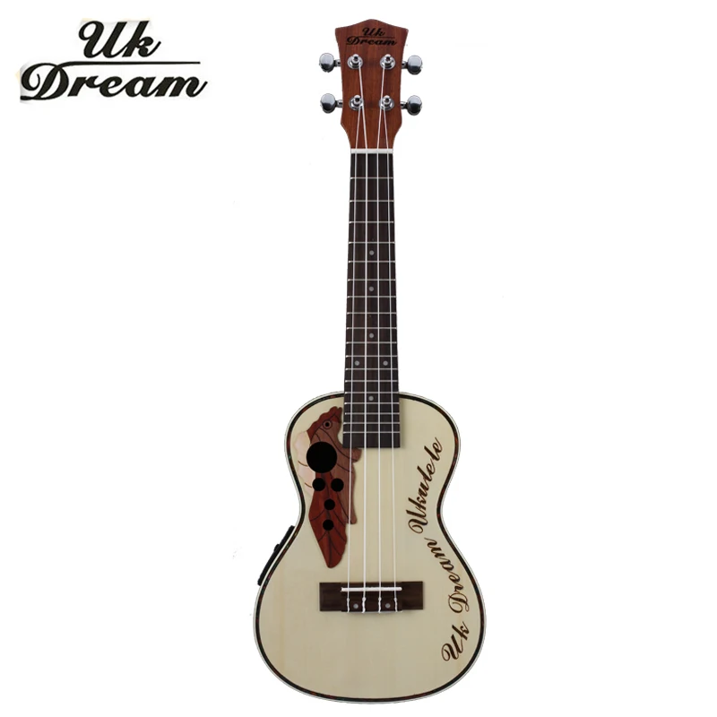 23 дюймовая электрическая укулеле музыкальная ель Сапеле с отверстием для