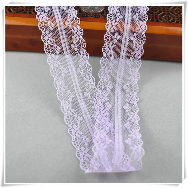 Purple 10yards african lace fabric White lace Ribbon3.8CM DIY french lace fabric embroidery net holiday decorations clothing lace Trims - Цвет: Purple