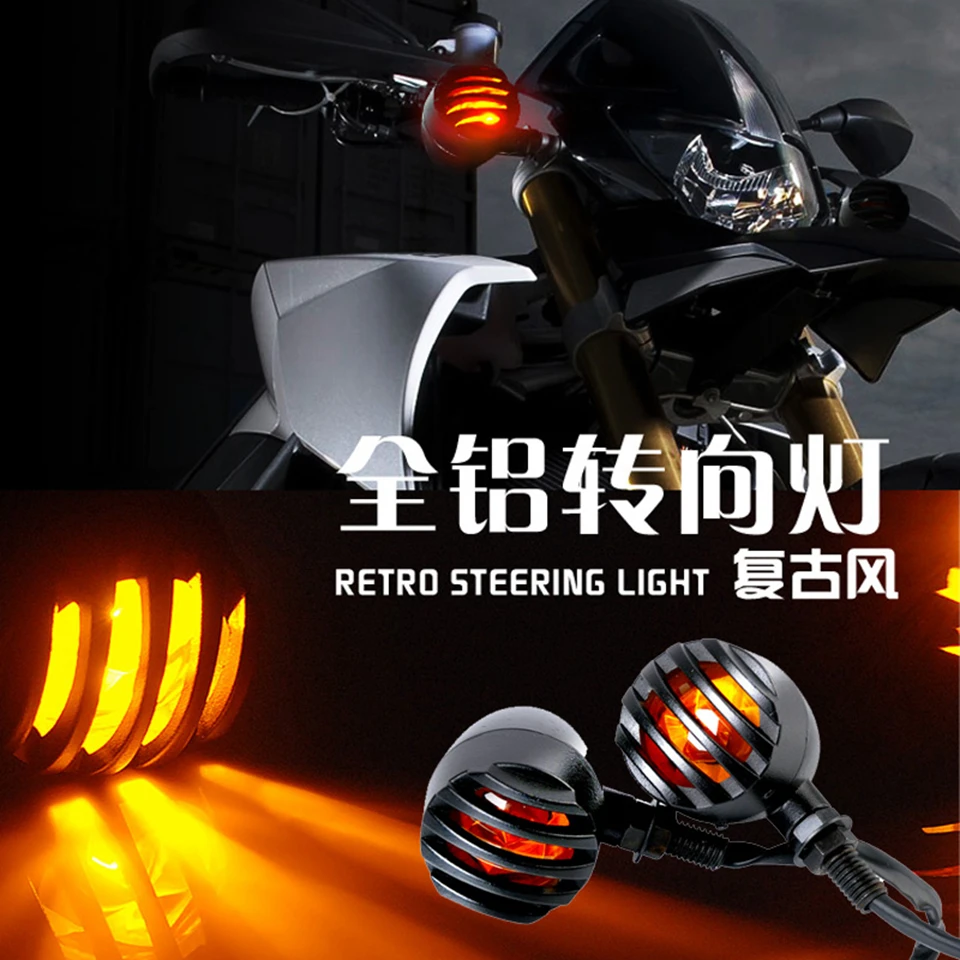 

2 Pcs 12V Motorcycle Turn Signal Lights Metal Bullet Indicator Lights For Yamaha Honda Kawasaki Suzuki Cafe Racer Cruiser