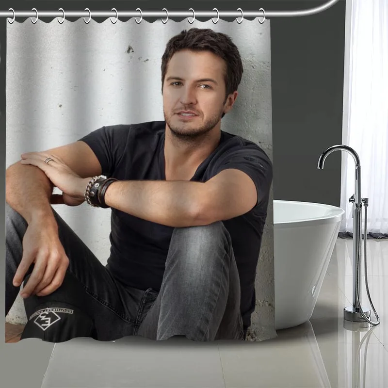 

High Quality Luke Bryan Printing Shower Curtain Waterproof Curtains Bathroom Decor with Hooks Custom your image More size