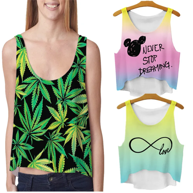 Женский летний короткий топ с 3D принтом|printed womens tank tops|women toptank top |