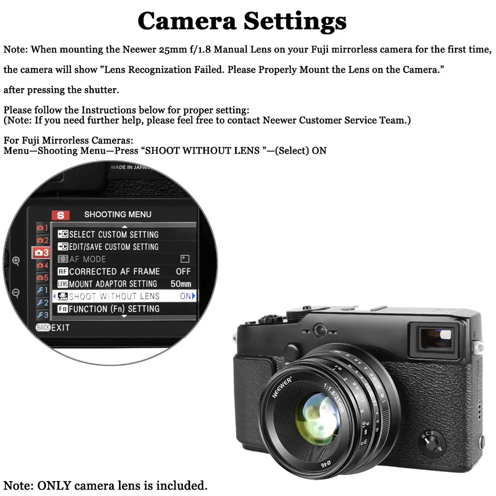Neewer 25 мм f/1 8 ручная фокусировка основной фиксированный объектив для Fujifilm