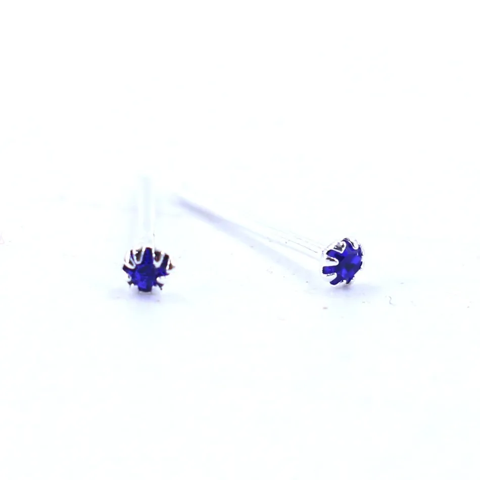 Заводские модные ювелирные изделия милые 2 мм блестящие стразы мини серьги медные серьги-гвоздики покрытые серебром 20 пар/лот