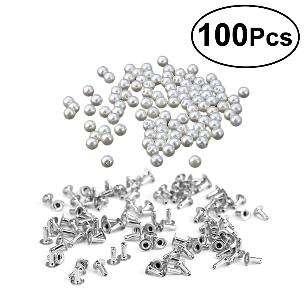 100 шт поделок из кожи, жемчужные заклепки, шпильки для поделок, кожаная сумка, обувь, украшение(6 мм