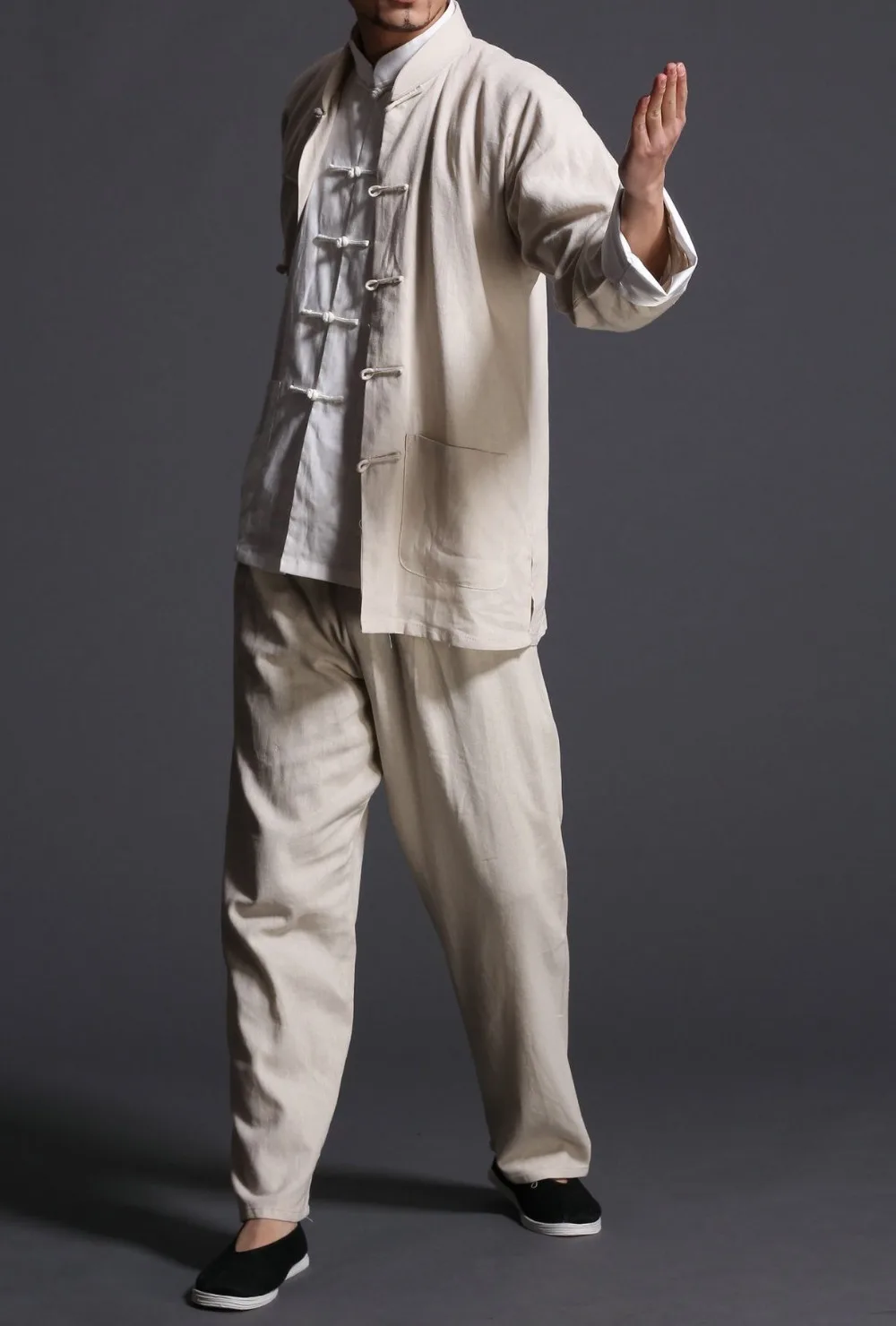 3 шт./компл. мужские хлопковые и льняные костюмы для боевых искусств Тан с