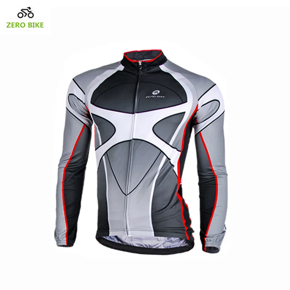 

ZERO BIKE New 100% Polyester Men's Cycling Jersey Long Sleeve Outdoor Breathable Full Zip Clothing M-XXL