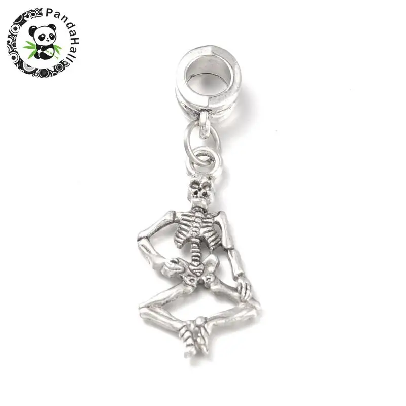 

Halloween Tibetan Style Alloy European Dangle Beads Antique Silver Color 26~47mm Hole: 5mm