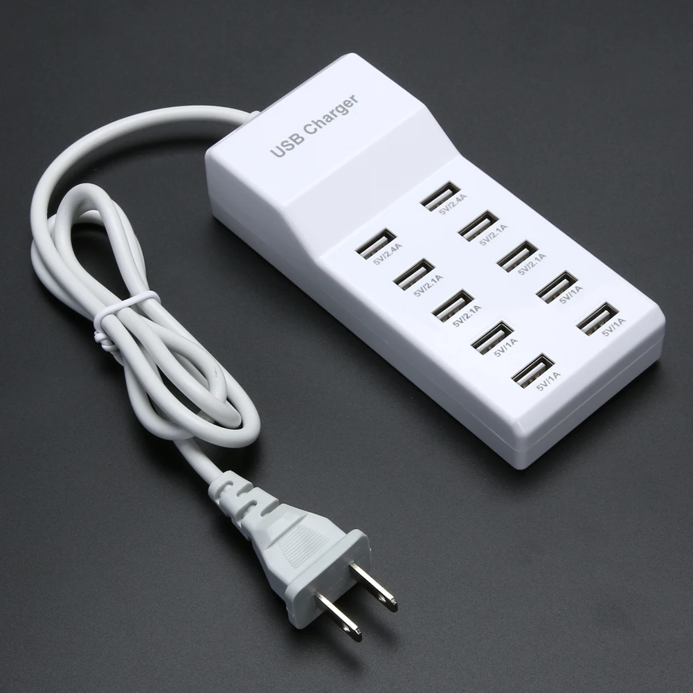 Высокоскоростной 10 портов 5 в USB концентратор AC зарядное устройство полоса