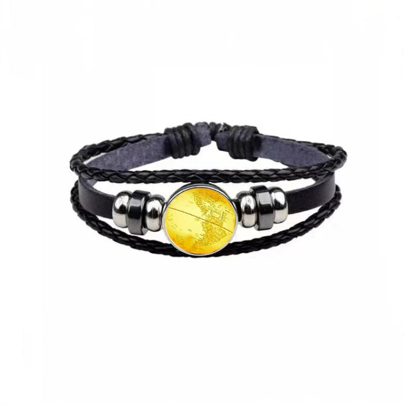 World Map Earth Seven Oceania Retro Glass Bracelet Classical Precision Globes Snaps Men's Bracelets DIY Photo Customization | Украшения