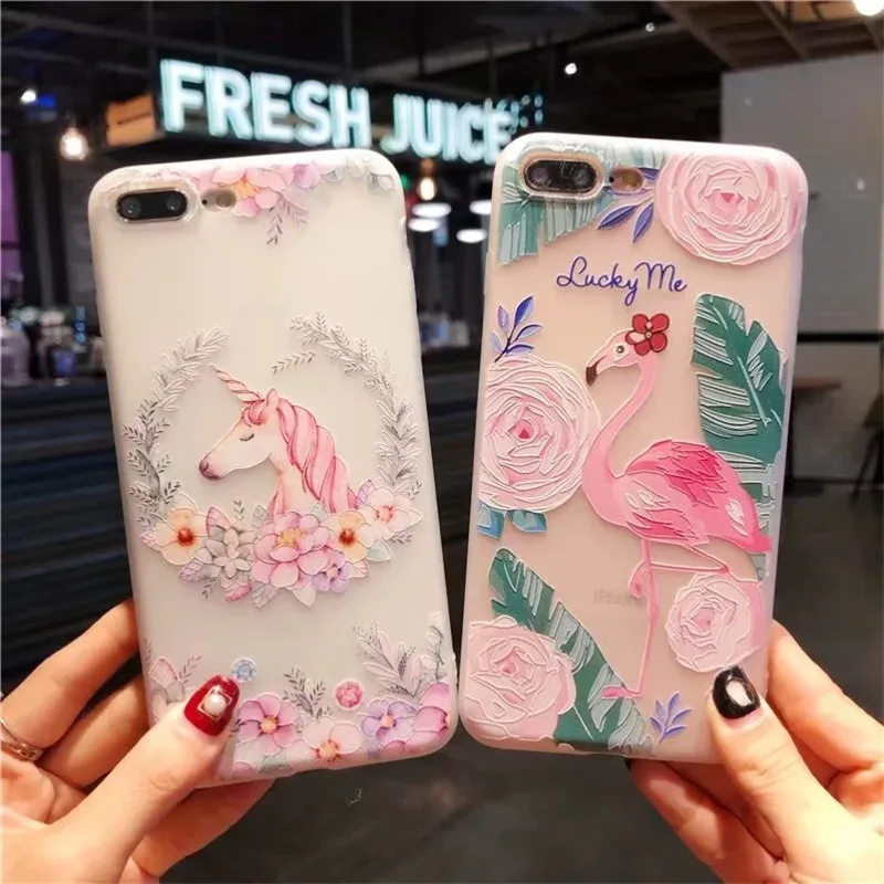 NFH Модный 3D Цветочный Фламинго чехол для телефона iPhone 5S 8 X милый мультяшный